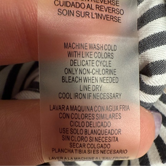 Calvin Klein gray and White Striped Blouse ruffled sleeves size medium - Picture 3 of 9